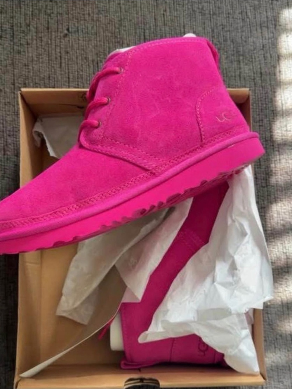 UGG Kids Hot Pink Suede Ankle Booties